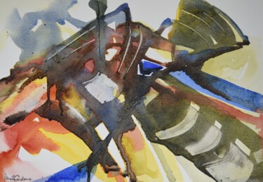 Peinture intitulée "vespa" par Renato Cardoso, Œuvre d'art originale, Aquarelle