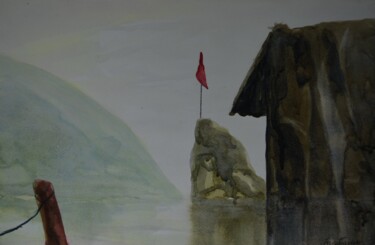 Painting titled "sentinela" by Renato Cardoso, Original Artwork, Watercolor