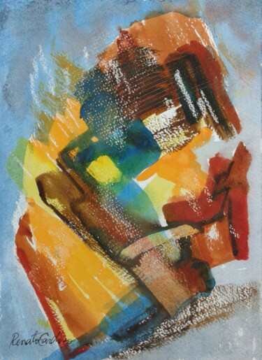 Painting titled "menir" by Renato Cardoso, Original Artwork, Watercolor