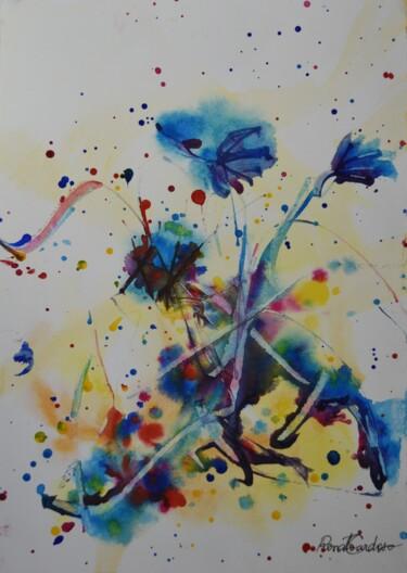 Pintura titulada "rebento azul" por Renato Cardoso, Obra de arte original, Acuarela