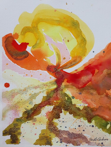 Pintura intitulada "flor da serra" por Renato Cardoso, Obras de arte originais, Aquarela