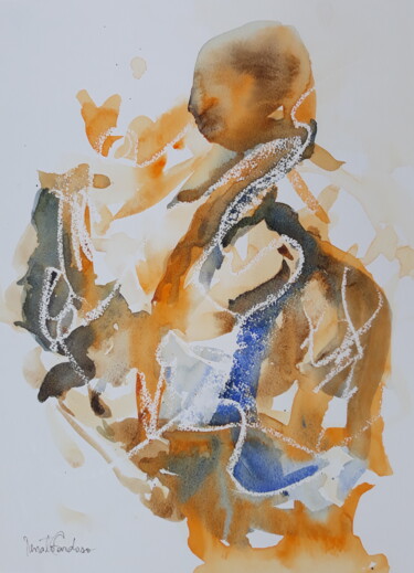 Pintura intitulada "guitarrista" por Renato Cardoso, Obras de arte originais, Aquarela