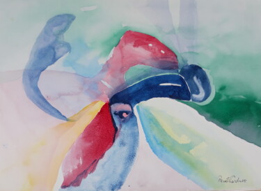 Painting titled "angry bird" by Renato Cardoso, Original Artwork, Watercolor