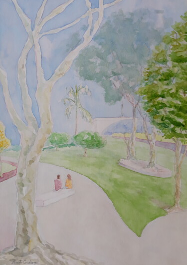 Painting titled "a date" by Renato Cardoso, Original Artwork, Watercolor