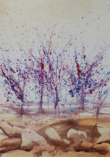 Peinture intitulée "surpresa no deserto" par Renato Cardoso, Œuvre d'art originale, Aquarelle