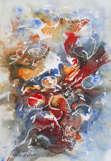 Painting titled "malabarista" by Renato Cardoso, Original Artwork, Watercolor