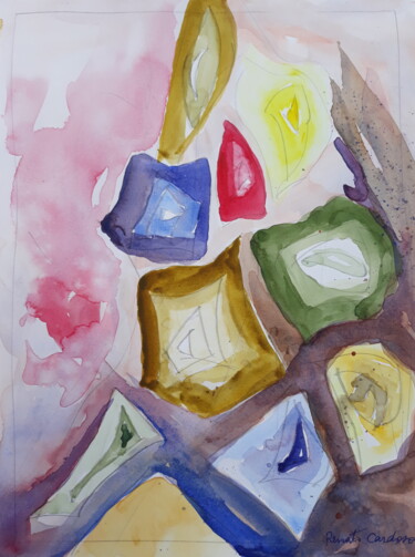 Painting titled "candles" by Renato Cardoso, Original Artwork, Watercolor