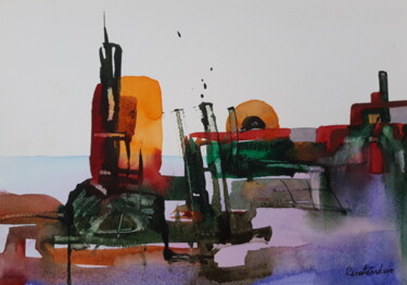 Pintura intitulada "embarcado" por Renato Cardoso, Obras de arte originais, Aquarela