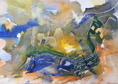 Painting titled "cave" by Renato Cardoso, Original Artwork, Watercolor