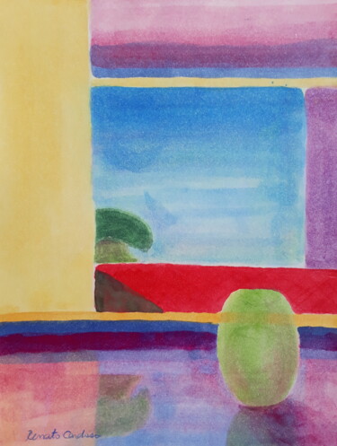 Painting titled "à guisa de moderno" by Renato Cardoso, Original Artwork, Watercolor