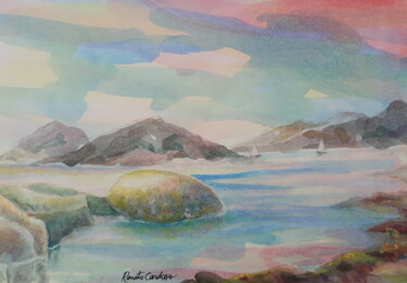 Painting titled "a pedra filosofal" by Renato Cardoso, Original Artwork, Watercolor