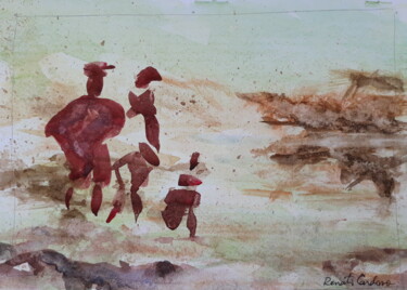 Painting titled "em família" by Renato Cardoso, Original Artwork, Watercolor