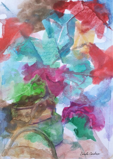 Pintura intitulada "flores em vaso anti…" por Renato Cardoso, Obras de arte originais, Aquarela