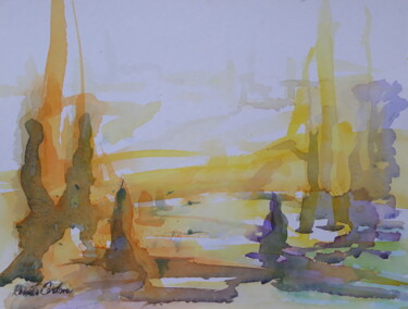 Painting titled "reino amarelo" by Renato Cardoso, Original Artwork, Watercolor