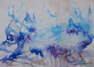 Peinture intitulée "reino azul" par Renato Cardoso, Œuvre d'art originale, Aquarelle