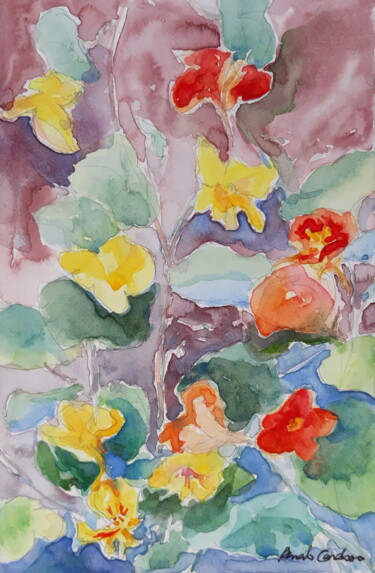 Peinture intitulée "like butterflies" par Renato Cardoso, Œuvre d'art originale, Aquarelle