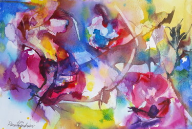 Painting titled "flowers influence" by Renato Cardoso, Original Artwork, Watercolor