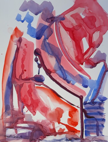 Painting titled "frankenstein's chair" by Renato Cardoso, Original Artwork, Watercolor