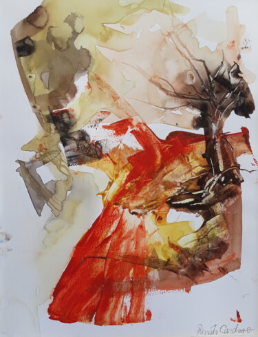 Schilderij getiteld "pássaro selvagem" door Renato Cardoso, Origineel Kunstwerk, Aquarel