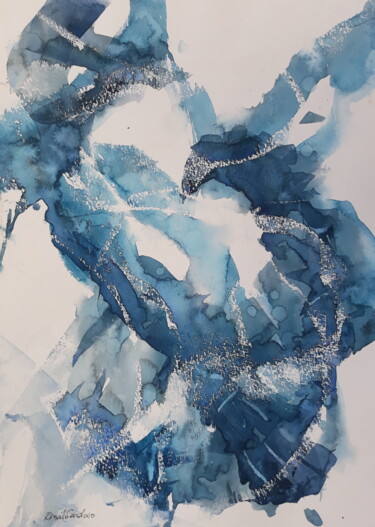 Pintura intitulada "Azul da terra" por Renato Cardoso, Obras de arte originais, Aquarela