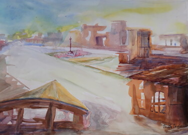 Pintura intitulada "cidade abandonada" por Renato Cardoso, Obras de arte originais, Aquarela