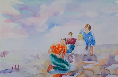Peinture intitulée "Família II" par Renato Cardoso, Œuvre d'art originale, Aquarelle