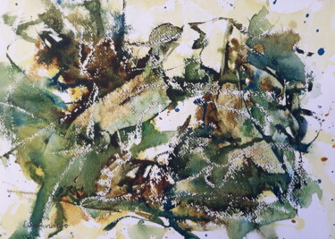 Painting titled "diálogo verde" by Renato Cardoso, Original Artwork, Watercolor