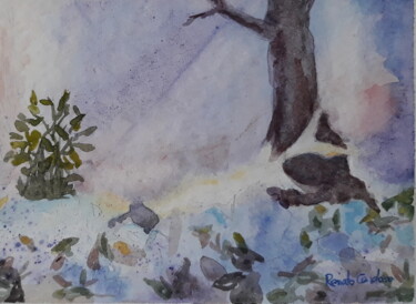 Painting titled "Ensaio de luzes 2" by Renato Cardoso, Original Artwork, Watercolor