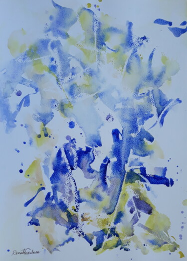 Pintura intitulada "diálogo azul" por Renato Cardoso, Obras de arte originais, Aquarela