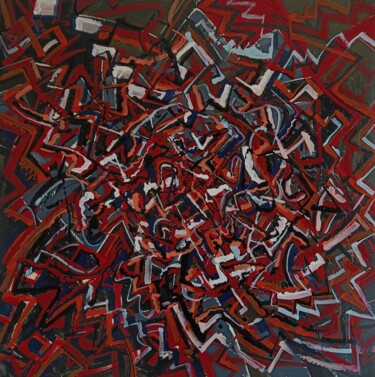 Painting titled "Universo Collegato…" by Renato Parzianello, Original Artwork, Enamel Mounted on Wood Panel