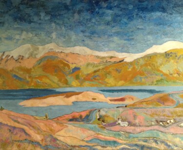Peinture intitulée "Lago del Moncenisio" par Renato Foi, Œuvre d'art originale, Acrylique