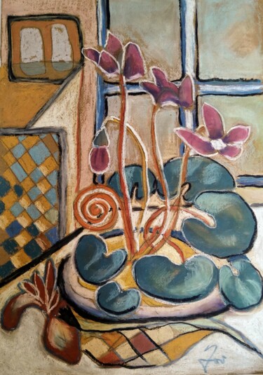 Drawing titled "Orchidee" by Renato Foi, Original Artwork, Pastel