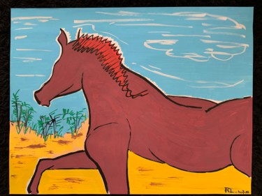 Malerei mit dem Titel "Silhouette d'équidé" von Renaud Lambert, Original-Kunstwerk, Marker