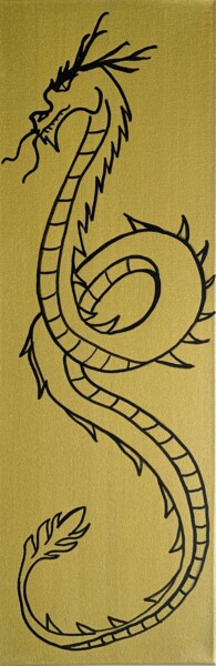 Dibujo titulada "Dragon d'Orient" por Renaud Lambert, Obra de arte original, Rotulador