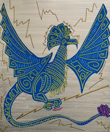 Painting titled "Thunder Love Bird" by Renaud Lambert, Original Artwork, Marker