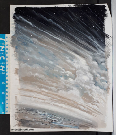 Peinture intitulée "Fond nuages" par Renaud Mangallon, Œuvre d'art originale, Acrylique