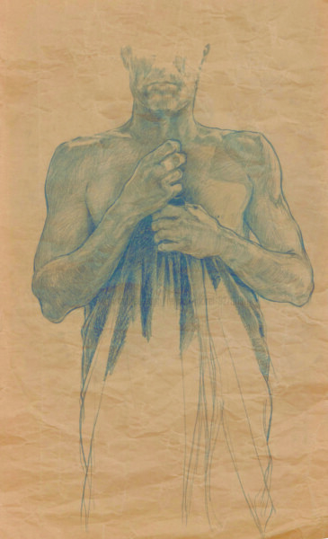 Drawing titled "Nageur 01" by Renaud Morel, Original Artwork, Pencil