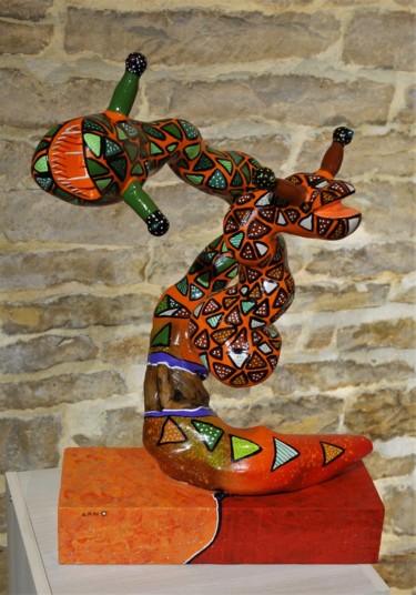 Sculpture intitulée "O.G.M (Orvets Génét…" par Erno, Œuvre d'art originale, Bois