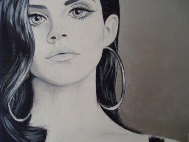 Painting titled "Lana's Eyes" by Renaud Vallon (RENO), Original Artwork, Oil