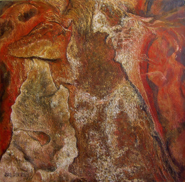 Peinture intitulée "Le Dinosaure" par Isis Lully, Œuvre d'art originale, Huile