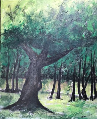 Peinture intitulée "l'arbre qui cache l…" par Jean Louis Renaudin, Œuvre d'art originale, Acrylique Monté sur Châssis en bois