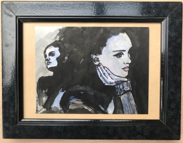 L’absence Peinture intitulée "L’absence" par Jean Louis Renaudin, Œuvre d'art originale, Encre Monté sur Autre panneau rigide