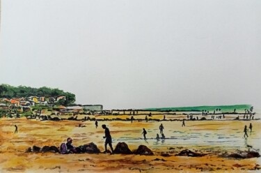 Peinture intitulée "A la plage" par Jean Louis Renaudin, Œuvre d'art originale, Acrylique