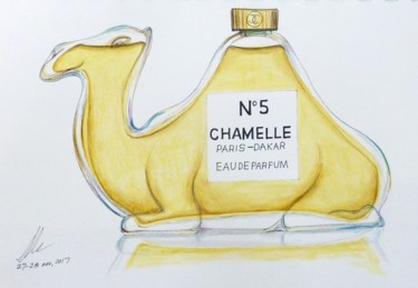 Tekening getiteld "Chamelle no.5" door René Blanchet, Origineel Kunstwerk, Potlood