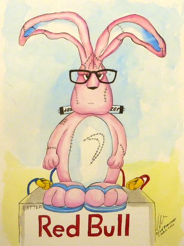 Tekening getiteld "Transformé en Lapin…" door René Blanchet, Origineel Kunstwerk, Inkt