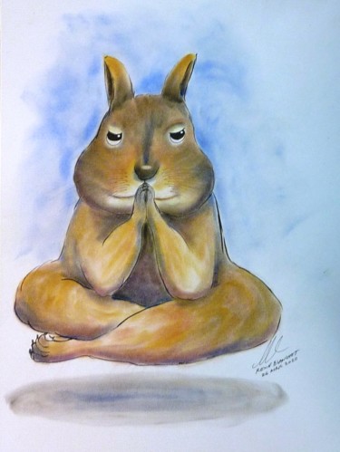 Dibujo titulada "Un écureuil très, t…" por René Blanchet, Obra de arte original, Pastel