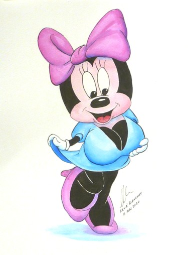Dessin intitulée "Minnie Mouse a chan…" par René Blanchet, Œuvre d'art originale, Encre