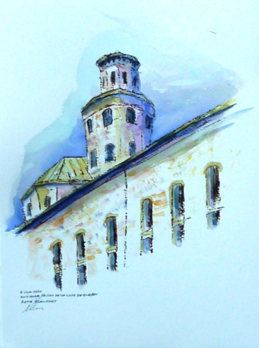 Zeichnungen mit dem Titel "Ancienne prison de…" von René Blanchet, Original-Kunstwerk, Aquarell