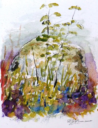 「Pierre et plantes d…」というタイトルの描画 René Blanchetによって, オリジナルのアートワーク, 水彩画