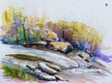 Drawing titled "ruisseau du parc de…" by René Blanchet, Original Artwork, Watercolor